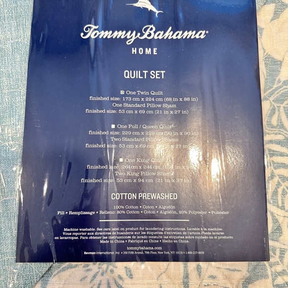 Tommy Bahama Laguna Beach Twin Quilt Set in Blue and White - NWT - Picture 5 of 11